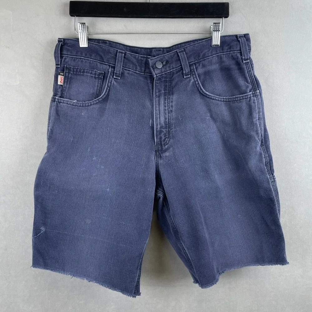 Carhartt FR Flame Resistant Work Shorts Blue Custom Cut Off Carpenter CAT 2 33